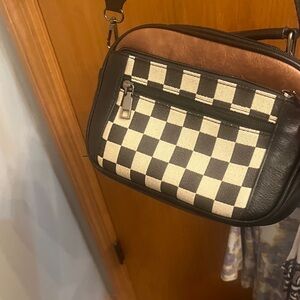 Checkered Black and White Crossbody Bag